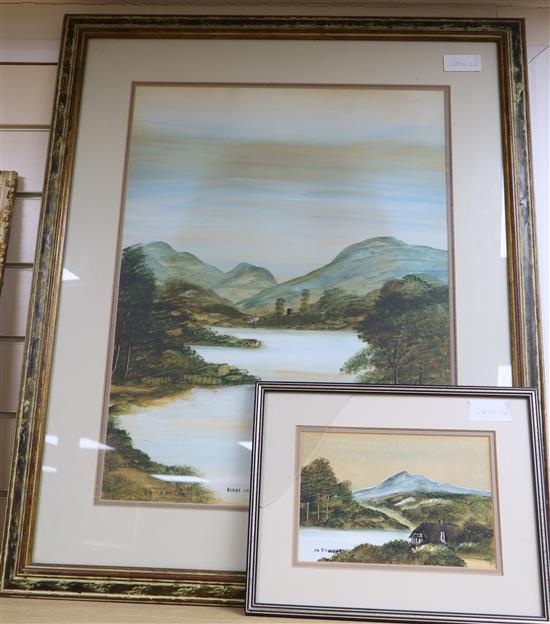 C. E. McLon, two watercolours, On Exmoor and Scene in The Trossachs, largest 55 x 42cm